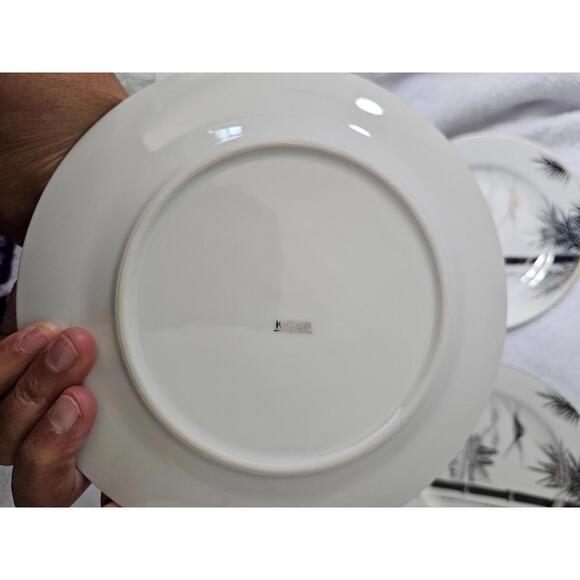 (Set of 6) Kutani Bamboo Porcelain Side Plate White & Sliver Japan 7.5" Asian - Picture 9 of 16